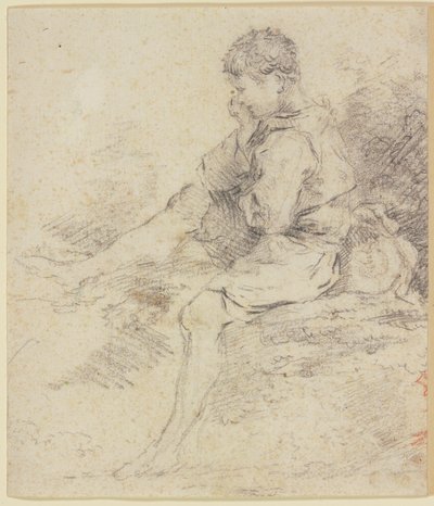 Menino sentado com as pernas à mostra de François Boucher