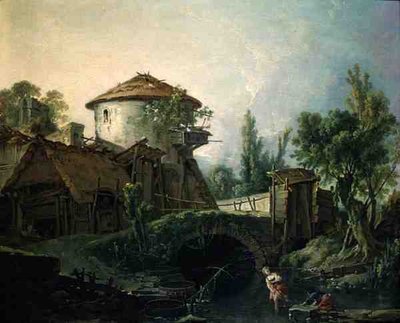 O Moinho de vento, c.1750 (óleo sobre tela) de François Boucher