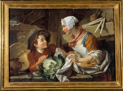 O cozinheiro e um jovem Pintura de François Boucher (1703-1770) 1735. Endereço Musee de Sainte de François Boucher