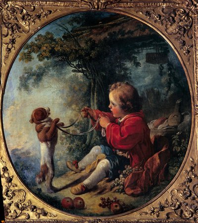 O cão cientista Pintura por François Boucher (1703-1770) Museu de Arte e História Choletn do século XVIII de François Boucher