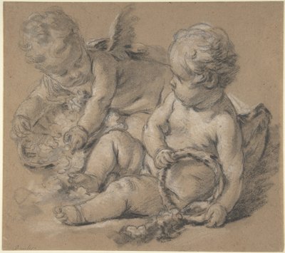 Putti alados com flores de François Boucher