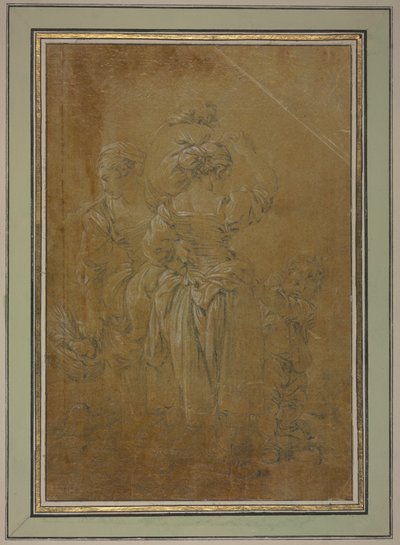 Duas camponesas com dois rapazes de François Boucher