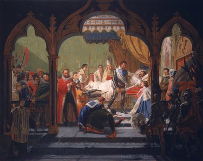Henri IV (1553-1610) Recebendo os Atributos da Monarquia dos Agonizantes Henri III (1551-1589) 1814 de Francois Buffet