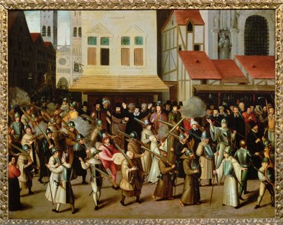 Procissão da Liga Católica na Praça de Greve, em Paris de Francois Bunel