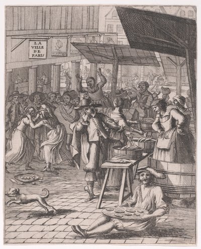 Um mercado de peixe; de Divers sujets remarquables tirés de l'Histoire grecque de Francois Chauveau