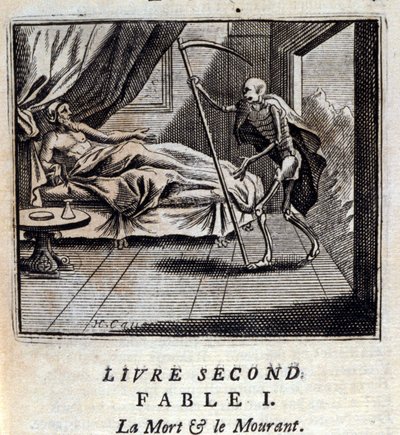 A Morte e a Morte. Fábulas de Jean de La Fontaine (1621-95). Ilustração de François Chauveau (1613-1676). Edição de 1728. de Francois Chauveau