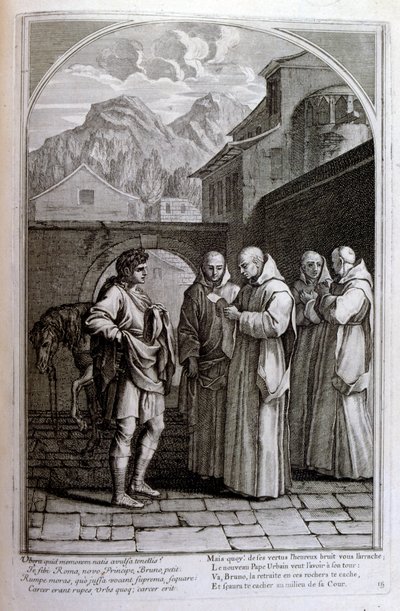 Gravura de François Chauveau 1680 "A vida de São Bruno", fundador da ordem de Chartreux de Francois Chauveau