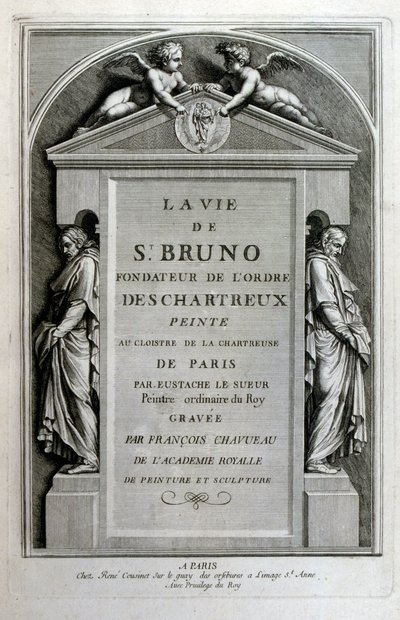 Gravura de François Chauveau 1680 "A vida de São Bruno", fundador da ordem de Chartreux de Francois Chauveau