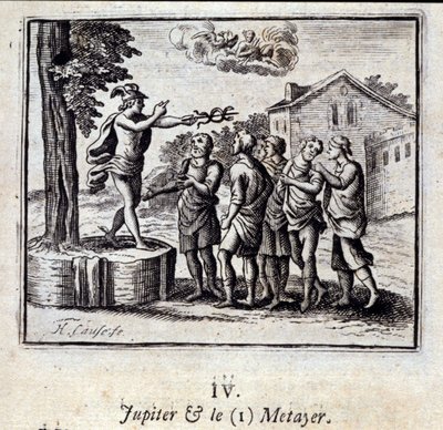 Júpiter e o Metayer. Fábulas de Jean de La Fontaine (1621-95). Ilustração de François Chauveau (1613-1676). Edição de 1728. de Francois Chauveau