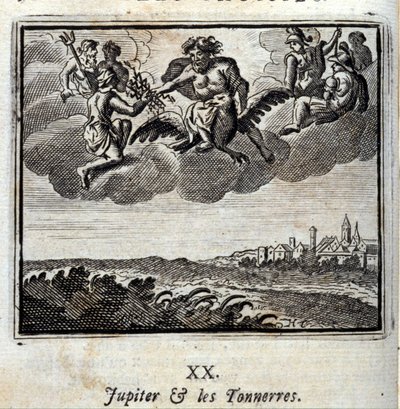 Júpiter e os Thunners.Fables de Jean de La Fontaine (1621-95). Ilustração de François Chauveau (1613-1676). Edição de 1728. de Francois Chauveau