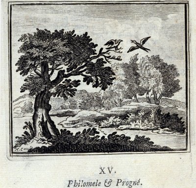 Philomele e Progne. Fábulas de Jean de La Fontaine (1621-95). Ilustração de François Chauveau (1613-1676). Edição de 1728. de Francois Chauveau