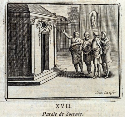 A palavra de Sócrates. Fábulas de Jean de La Fontaine (1621-95). Ilustração de François Chauveau (1613-1676). Edição de 1728. de Francois Chauveau