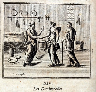 As Devineresses. Fábulas de Jean de La Fontaine (1621-95). Ilustração de François Chauveau (1613-1676). Edição de 1728. de Francois Chauveau