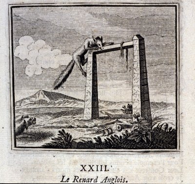 A Raposa Inglesa. Fábulas de Jean de La Fontaine (1621-95). Ilustração de François Chauveau (1613-1676). Edição de 1728. de Francois Chauveau