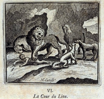 O Tribunal do Leão. Fábulas de Jean de La Fontaine (1621-95). Ilustração de François Chauveau (1613-1676). Edição de 1728. de Francois Chauveau