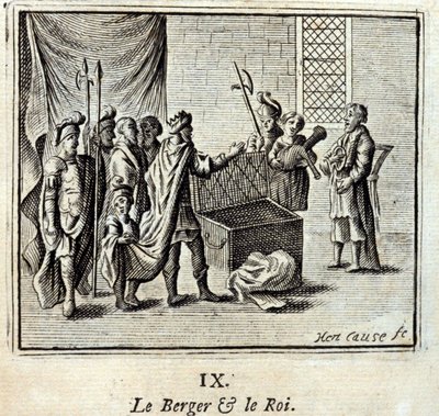 O Pastor e o Rei. Fábulas de Jean de La Fontaine (1621-95). Ilustração de François Chauveau (1613-1676). Edição de 1728. de Francois Chauveau