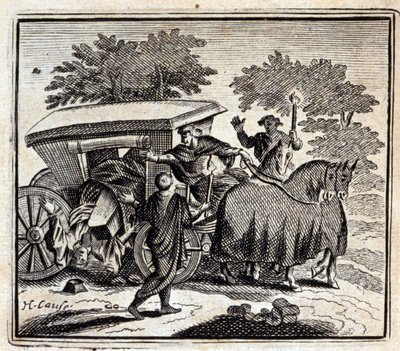 A cura e a morte. Fábulas de Jean de La Fontaine (1621-95). Ilustração de François Chauveau (1613-1676). Edição de 1728. de Francois Chauveau
