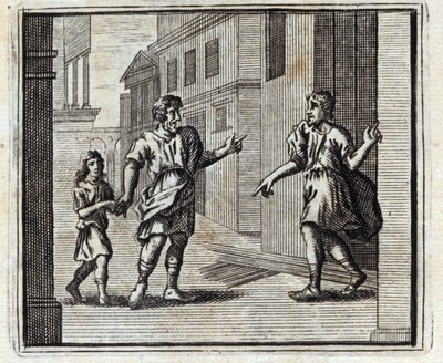 O depositário é infiel. Fábulas de Jean de La Fontaine (1621-95). Ilustração de François Chauveau (1613-1676). Edição de 1728. de Francois Chauveau