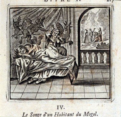 O sonho de um residente de Mogol. Fábulas de Jean de La Fontaine (1621-95). Ilustração de François Chauveau (1613-1676). Edição de 1728. de Francois Chauveau