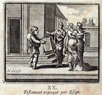 Will explicado por Esope. Fábulas de Jean de La Fontaine (1621-95). Ilustração de François Chauveau (1613-1676). Edição de 1728. de Francois Chauveau