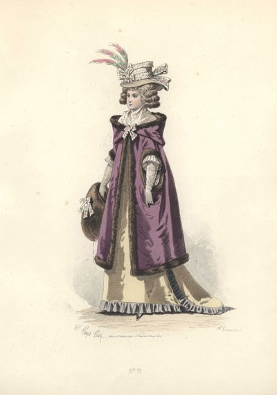 Mulher de casaco forrado com capuz, era de Maria Antonieta. de Francois Claudius Compte Calix