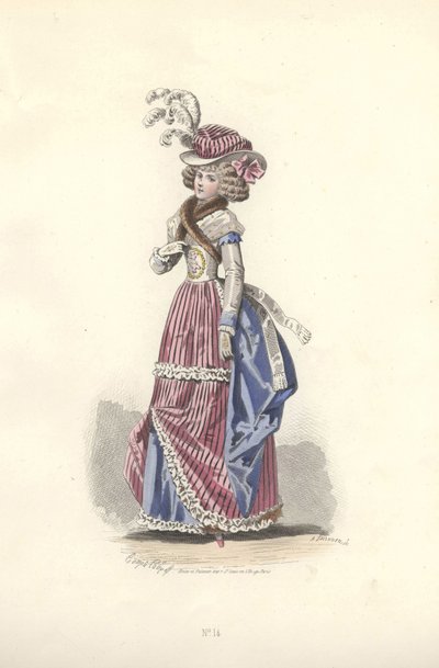 Mulher em traje tricolor, era de Maria Antonieta. de Francois Claudius Compte Calix