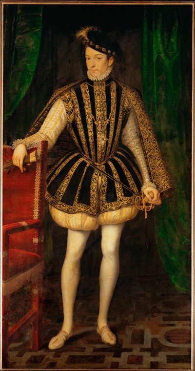 Rei Carlos IX de França ... (óleo sobre tela) de François Clouet