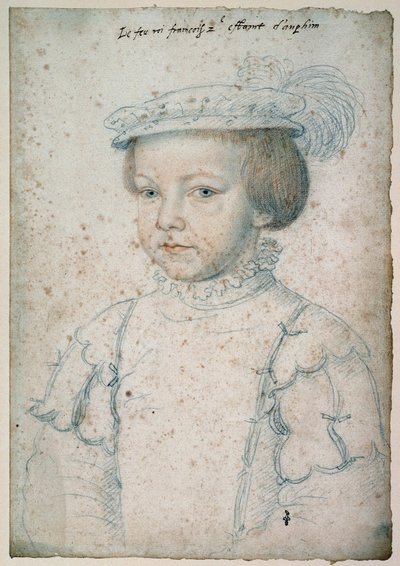Retrato do Rei de França François II (1544-1560). Desenho de François Clouet (1515-1572) de François Clouet