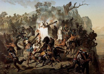 Derrota dos Modogs em 15 de Abril de 1873, por Francois Constant Mes (? -1905) de Francois Constant Mes
