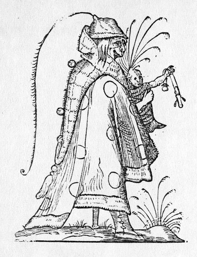 Ilustração de &39;Os Sonhos Humorísticos de Pantagruel&39; de Francois Desprez, publicada em 1565 de Francois Desprez