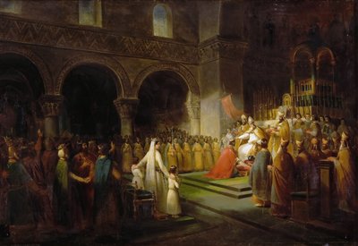 A Unção de Pepin, o Curto, em Saint-Denis, 28 de julho de 754 de Francois Dubois