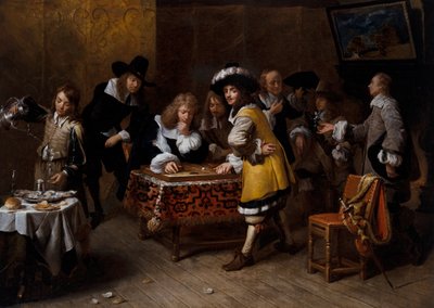 Companhia elegante com jogadores de gamão ("La Partie De Tric-Trac") de Francois Duchatel