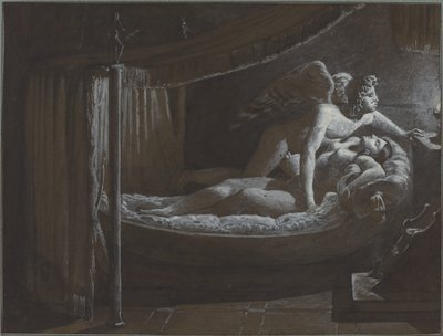 Cupido com psique apagando a lâmpada de Francois Edouard Picot