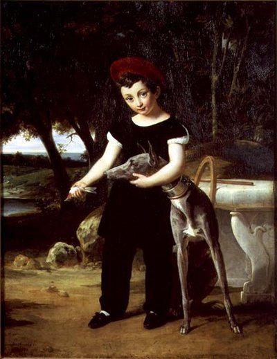 Henrique da França (1820-1883) Duque de Bordeaux, no Lar da Duquesa de Angoulême, no Château de Villeneuve lEtang, 1826 de Francois Edouard Picot