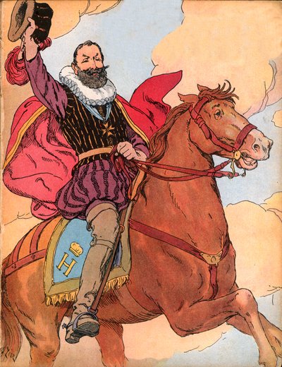 Rei Henrique IV (1553-1610) (Rei da França Henrique IV) Ilustração de François Edouard Zier (1856-1924) em Our-glories-nationales" 1920 de Francois Edouard Zier