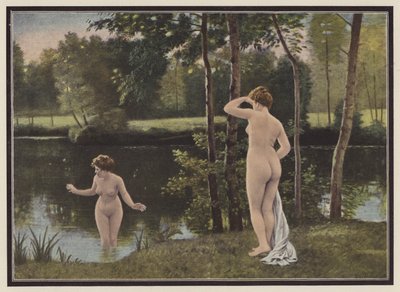 Os banhistas (cor litho) de Francois Eugene Brillaud