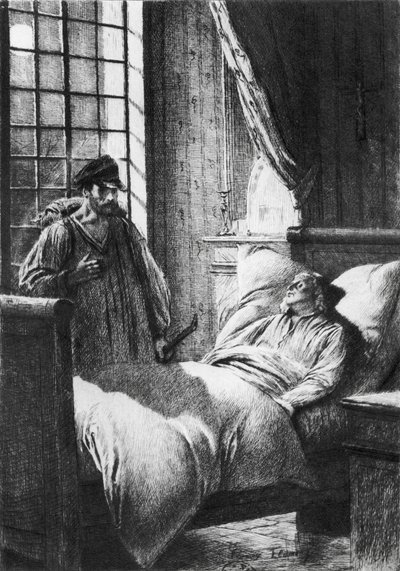 Ilustração de Les Miserables por Victor Hugo (1802-85) de Francois Flameng