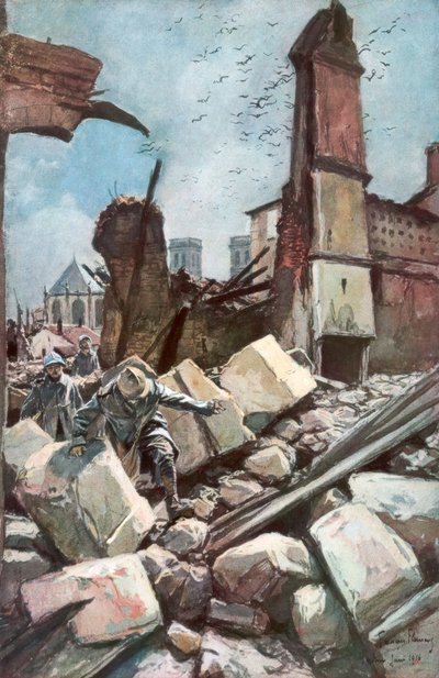 Nas antigas muralhas de Verdun, França, junho de 1916, 1926. de Francois Flameng