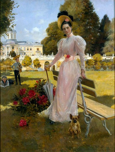 Retrato da princesa Zinaida Yusupova com dois filhos em Arkhangelskoye
