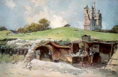 Estação de resgate em Mont St Eloi, Artois, França, 6 de junho de 1915 1926 de Francois Flameng