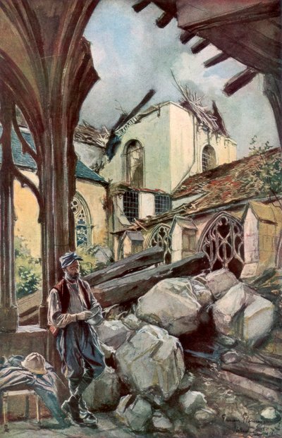 Claustro e Catedral de Verdun, França, junho de 1916, 1926. de Francois Flameng