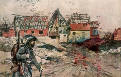 As ruínas de Ablain-Saint-Nazaire, Artois, França, 18 de dezembro de 1915, 1926. de Francois Flameng