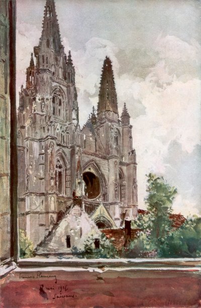 As ruínas da abadia de Saint Jean des Vignes, Soissons, França, 17 de maio de 1915, 1926. de Francois Flameng