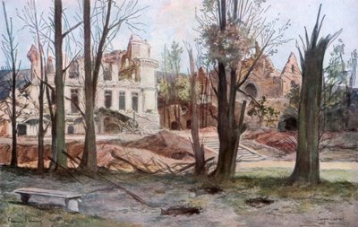 As ruínas de uma casa, Soupir, Primeira Guerra Mundial, abril de 1917. de Francois Flameng