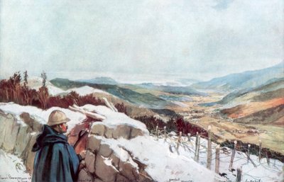 Trincheiras com vista para o vale de Munster com o Reno à distância, janeiro de 1916, 1926. de Francois Flameng