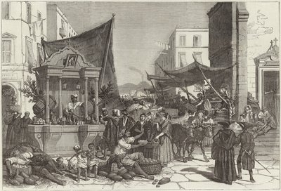Uma rua em Nápoles (gravura) de Francois Fortune Antoine (after) Ferogio