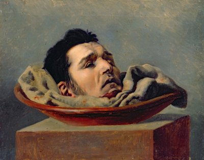 Cabeça guilhotinada de um parricídio executado em Puy em 1825 de Francois Gabriel de Becdelievre