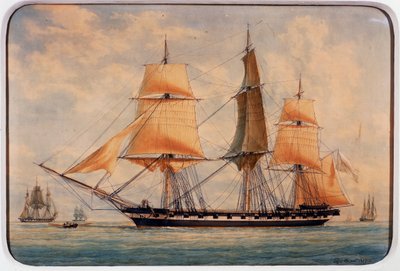A corveta La Favorita, aguarela de François Roux (1811-1882), França de Francois Geoffroy Roux