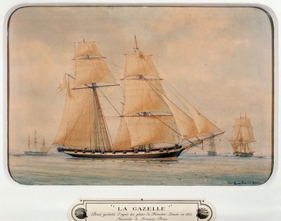 A escuna La Gazelle, de François Roux (1811-1882), aguarela, França de Francois Geoffroy Roux