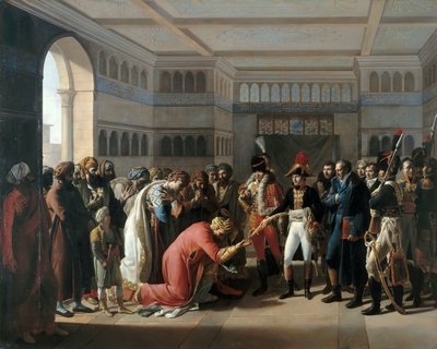 Bonaparte apresenta o sabre ao comandante militar de Alexandria, julho de 1798 de Francois Henri Mulard